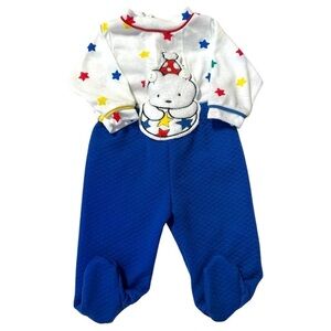 Vintage Carter’s Blue and White Starry Bear 2-Piece Outfit - 0-3 Months